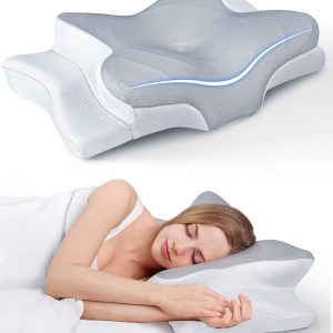 Ultra Pain Relief Cooling Pillow for Neck Support, Adjustable Cervical Pillow Cozy Sleeping, Odorless Ergonomic Contour Memory Foam Pillows, Orthopedic Bed Pillow for Side Back Stomach Sleeper